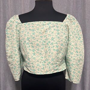 Levi's Green Puff Sleeve Crop Blouse